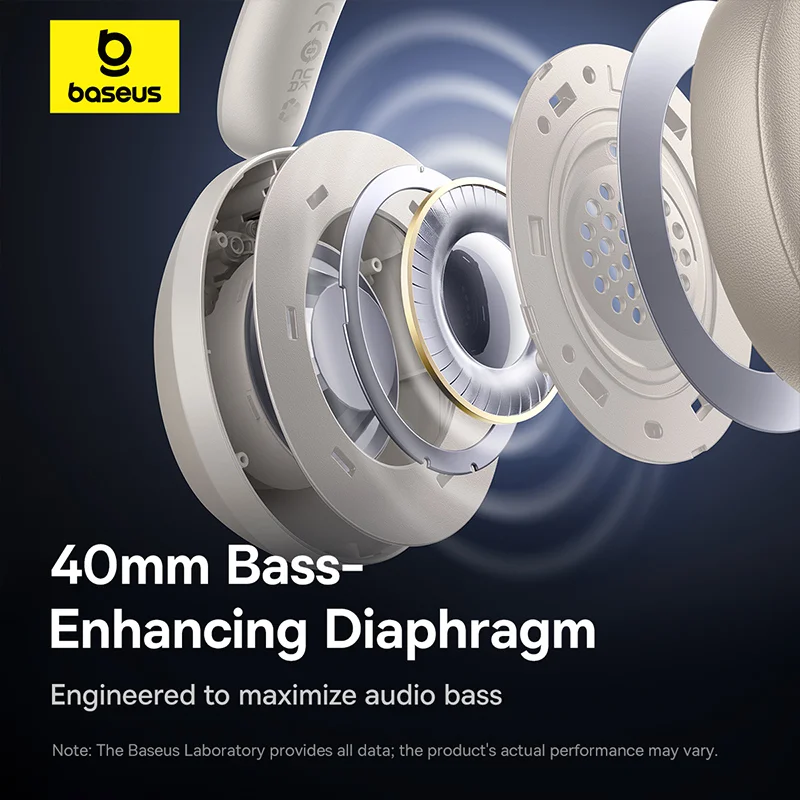 Baseus Bass 35 Max Wireless Headphones - Stellar White - Image 6