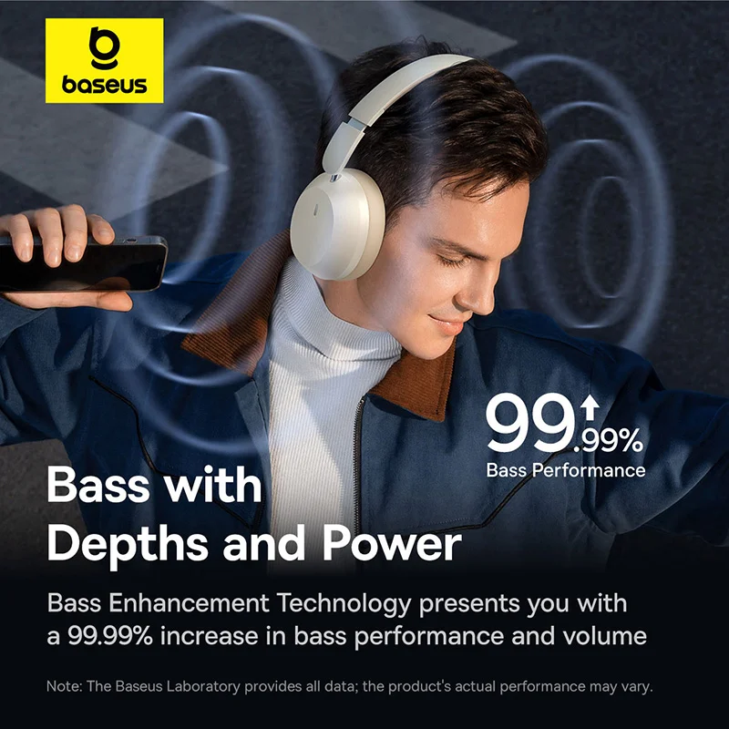Baseus Bass 35 Max Wireless Headphones - Stellar White - Image 2