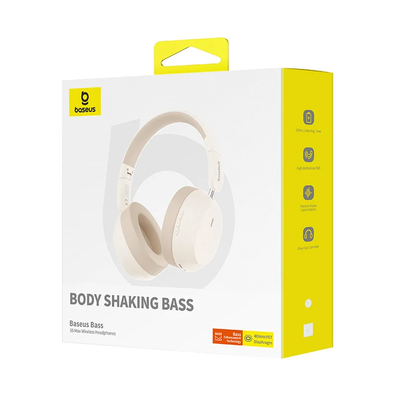 Baseus Bass 35 Max Wireless Headphones - Stellar White - Image 5
