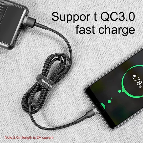 Baseus cafule Cable USB For Type-C 3A 1M Gray+Black - Image 11