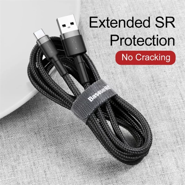 Baseus cafule Cable USB For Type-C 3A 1M Gray+Black - Image 13